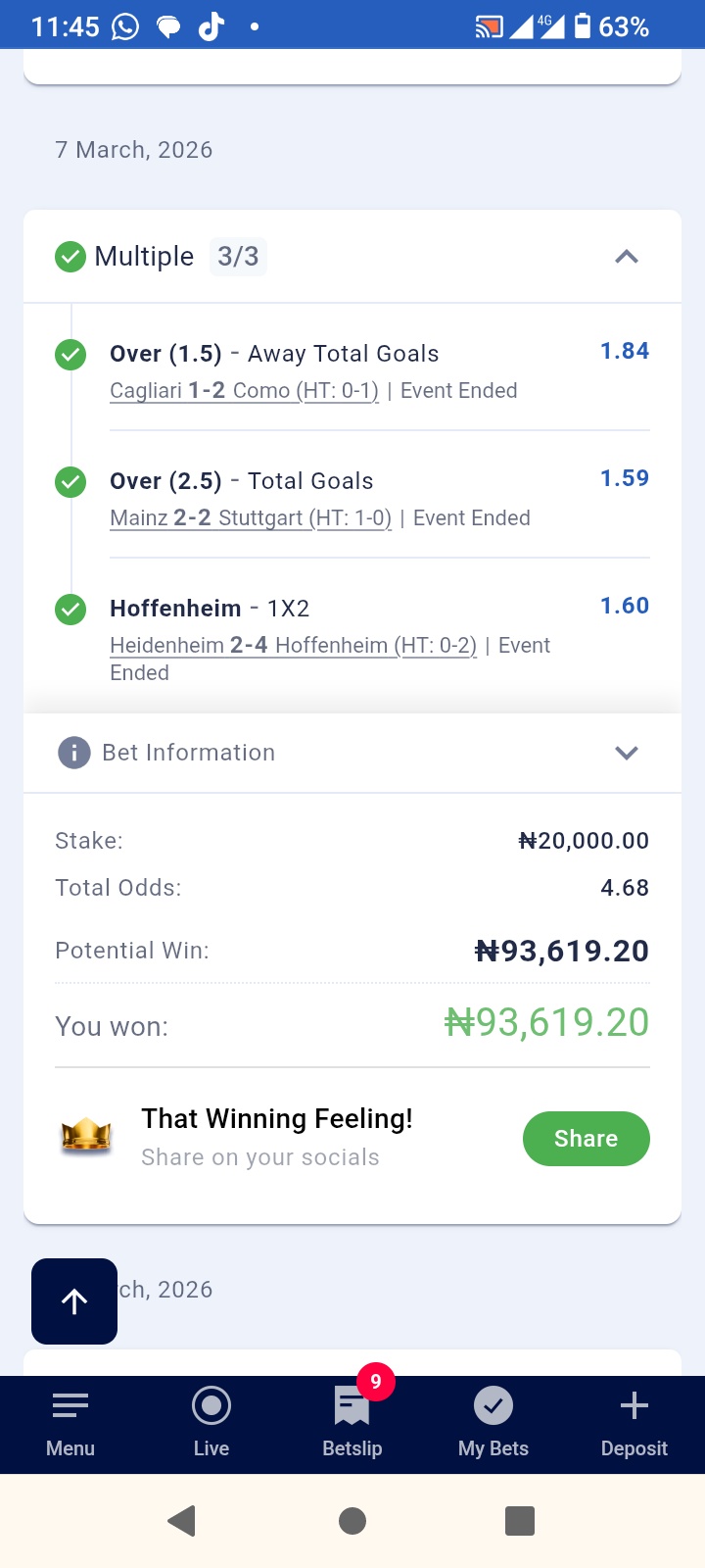 Settled winning bet slip screenshot 3